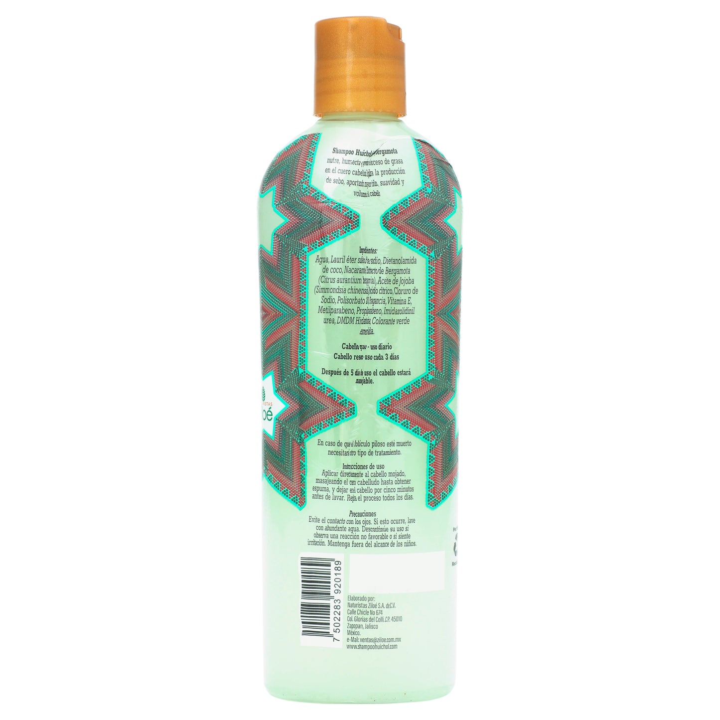 Shampoo Huichol Jojoba y Bergamota 400 ml Hidrata y Da Brilo