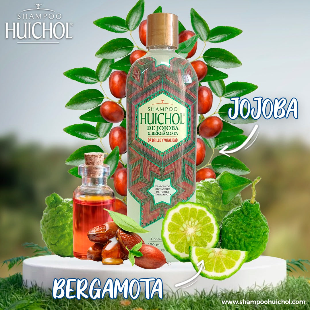 Shampoo Huichol Jojoba y Bergamota 400 ml Hidrata y Da Brilo
